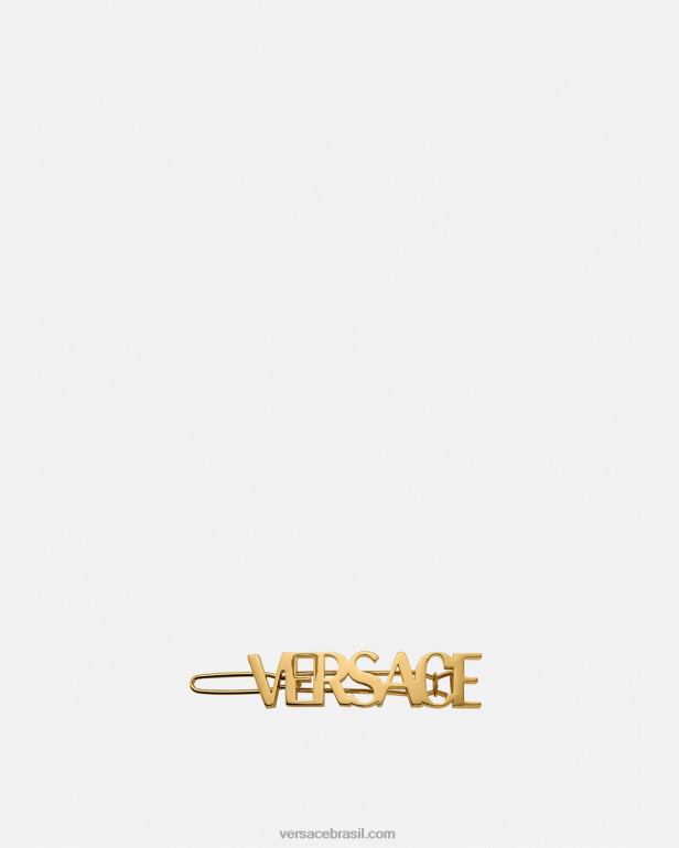 acessórios P2TX848 Versace grampo de cabelo direito com logotipo ouro mulheres