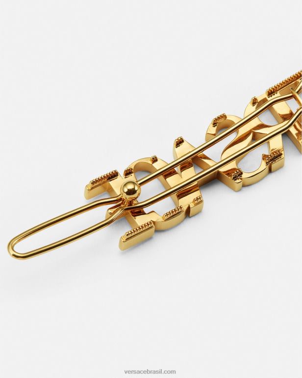 acessórios P2TX849 Versace grampo de cabelo esquerdo com logotipo ouro mulheres