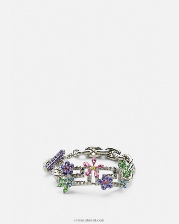 acessórios P2TX851 Versace pulseira de flor de cristal prata mulheres