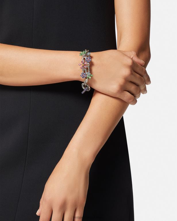 acessórios P2TX851 Versace pulseira de flor de cristal prata mulheres