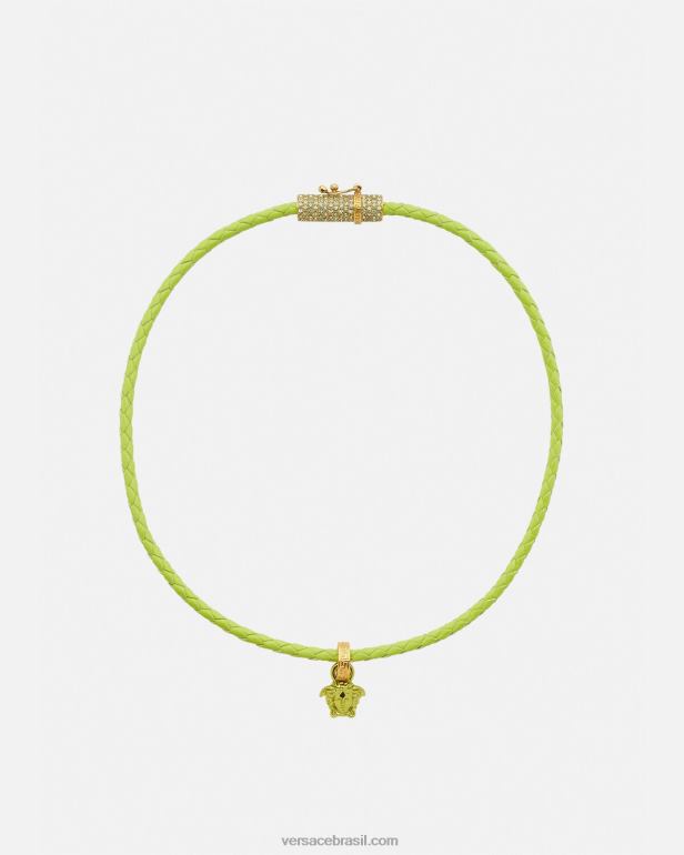 acessórios P2TX853 Versace colar de couro medusa de cristal Lima mulheres