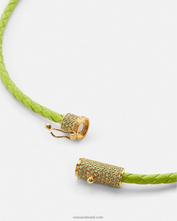 acessórios P2TX853 Versace colar de couro medusa de cristal Lima mulheres