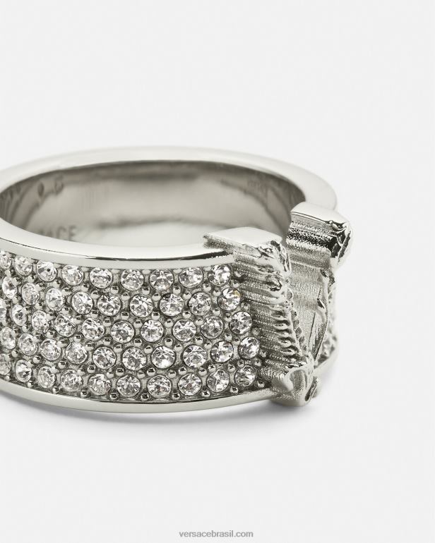 acessórios P2TX857 Versace anel de cristal virtus prata mulheres