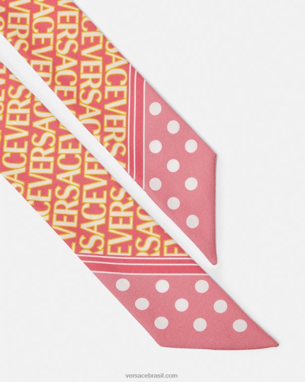 acessórios P2TX896 Versace gravata de lenço integral rosa e branco mulheres