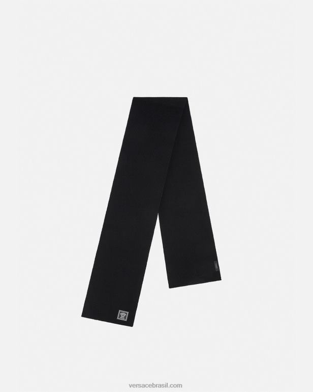acessórios P2TX903 Versace lenço canelado em lã medusa preto mulheres