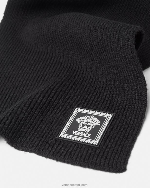 acessórios P2TX903 Versace lenço canelado em lã medusa preto mulheres