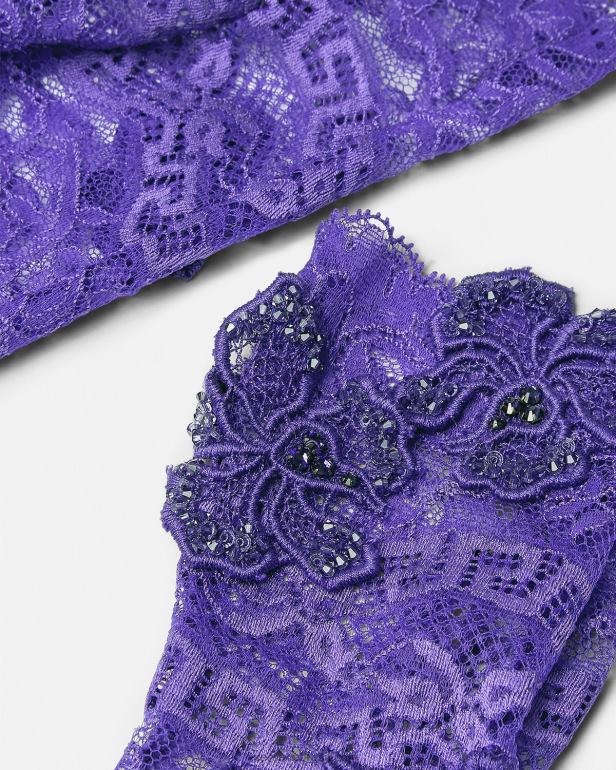 acessórios P2TX915 Versace luvas sem dedos de renda bordada tolet mulheres