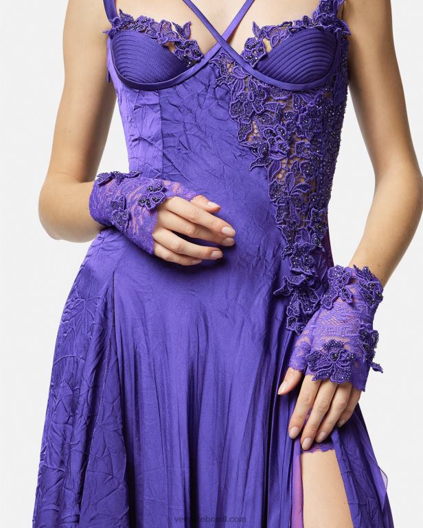 acessórios P2TX915 Versace luvas sem dedos de renda bordada tolet mulheres