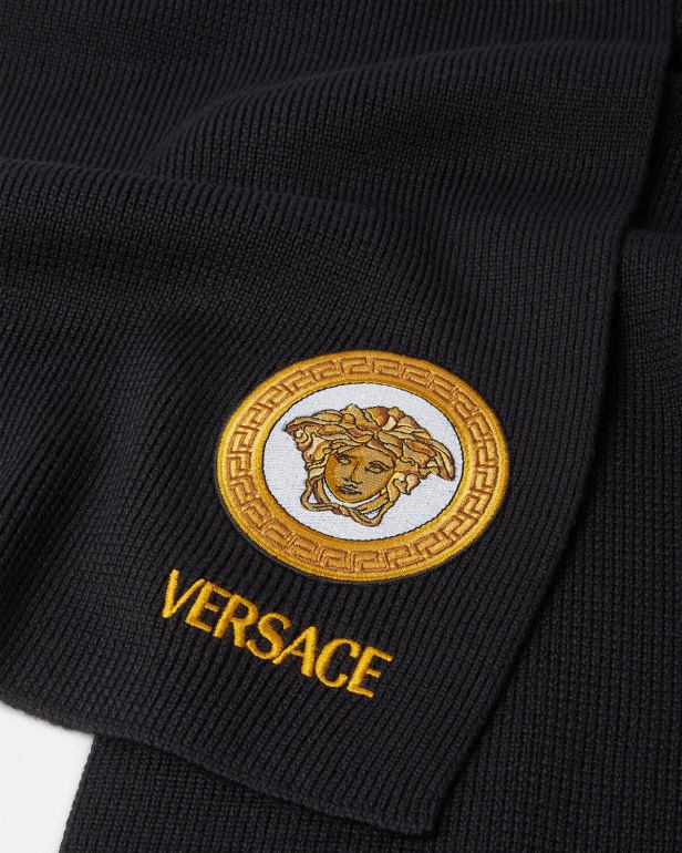 acessórios P2TX927 Versace lenço de tricô com logo medusa preto mulheres