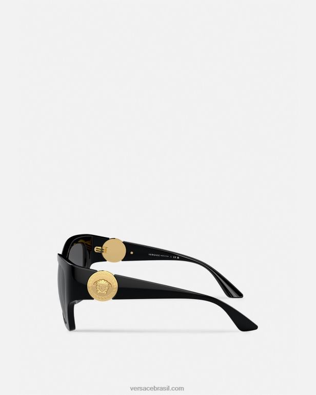 acessórios P2TX584 Versace óculos de sol quadrados medusa preto mulheres