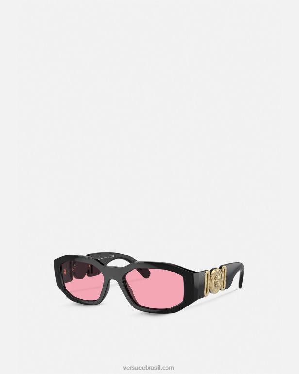 acessórios P2TX590 Versace óculos de sol medusa biggie preto e rosa mulheres