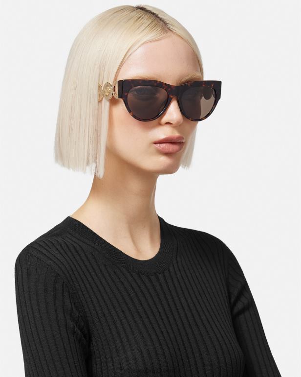 acessórios P2TX604 Versace óculos de sol medusa alado Havana mulheres