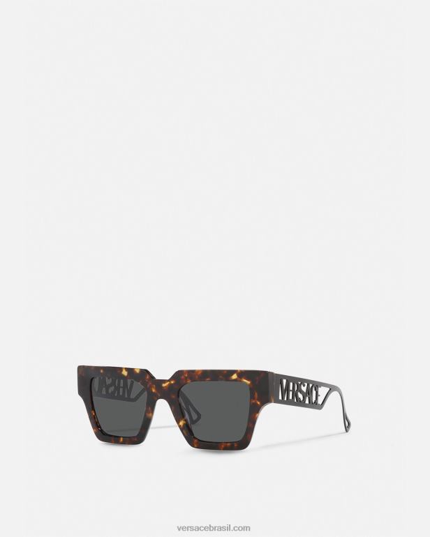 acessórios P2TX620 Versace Óculos de sol vintage com logotipo dos anos 90 Havana mulheres
