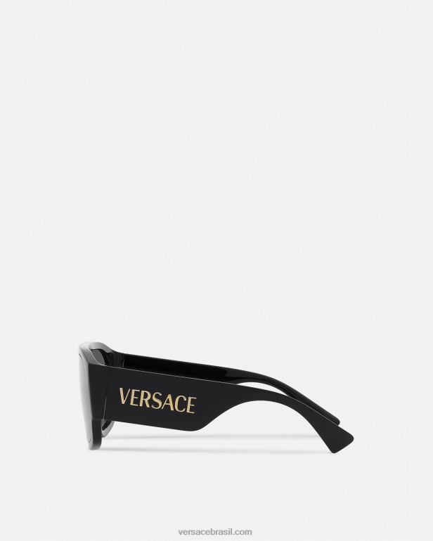 acessórios P2TX621 Versace óculos de sol aviador com logotipo preto mulheres