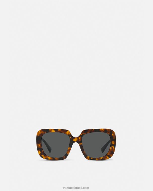 acessórios P2TX626 Versace óculos de sol quadrado medusa duplo Havana mulheres