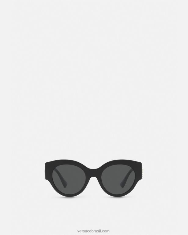 acessórios P2TX627 Versace óculos de sol de cristal medusa brilhante preto mulheres