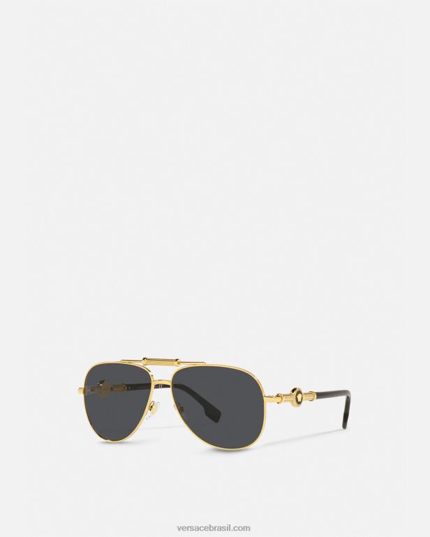 acessórios P2TX659 Versace óculos de sol medusa polis ouro Preto mulheres