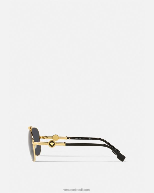 acessórios P2TX659 Versace óculos de sol medusa polis ouro Preto mulheres