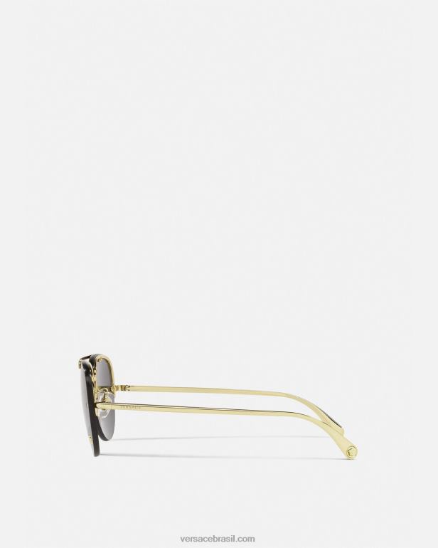 acessórios P2TX674 Versace óculos medusa glam piloto ouro Preto mulheres