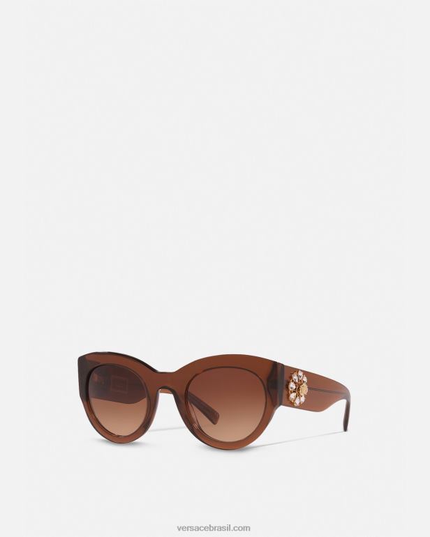 acessórios P2TX683 Versace óculos de sol de jóia de homenagem marrom mulheres