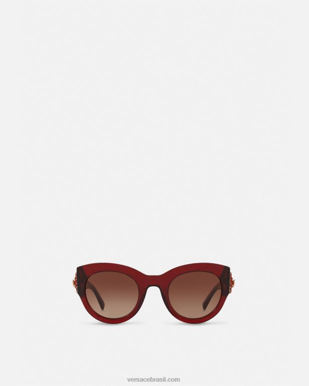 acessórios P2TX684 Versace óculos de sol de jóia de homenagem Borgonha mulheres