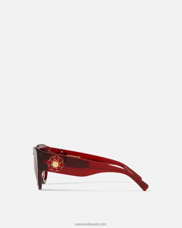 acessórios P2TX684 Versace óculos de sol de jóia de homenagem Borgonha mulheres