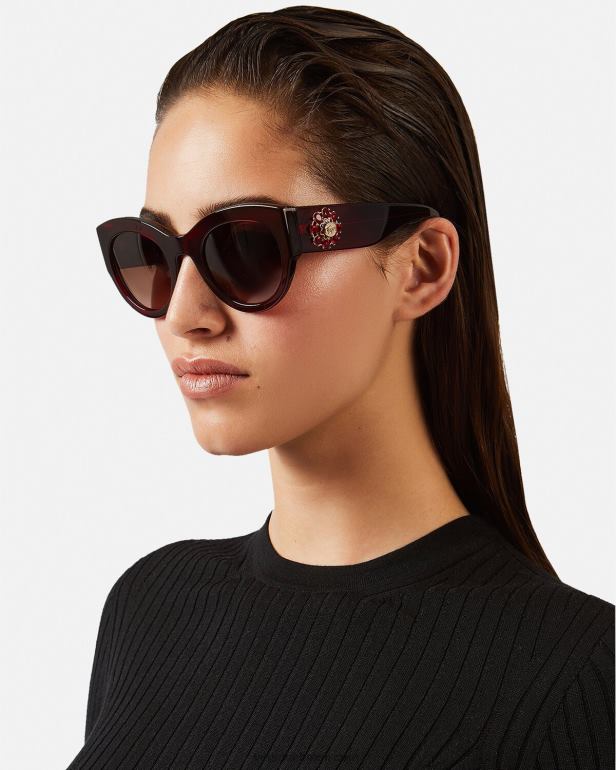 acessórios P2TX684 Versace óculos de sol de jóia de homenagem Borgonha mulheres