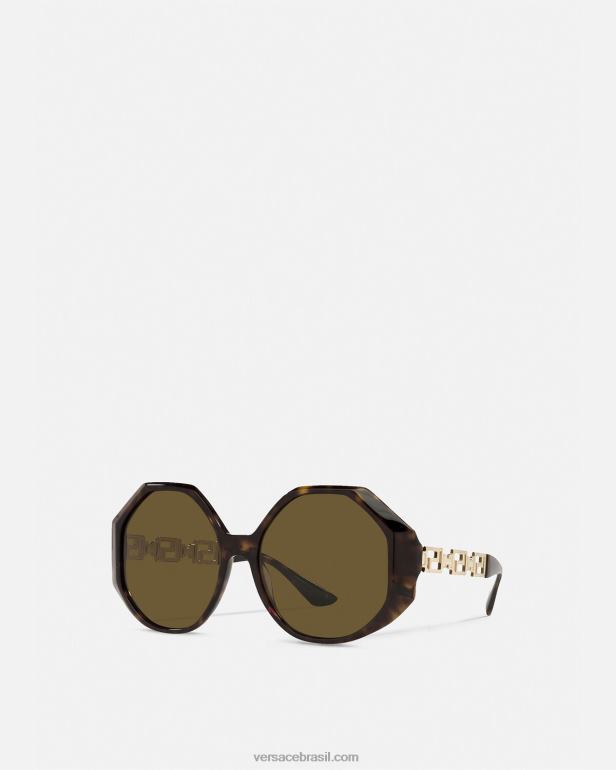 acessórios P2TX686 Versace óculos de sol greca ajuste adicional Havana mulheres