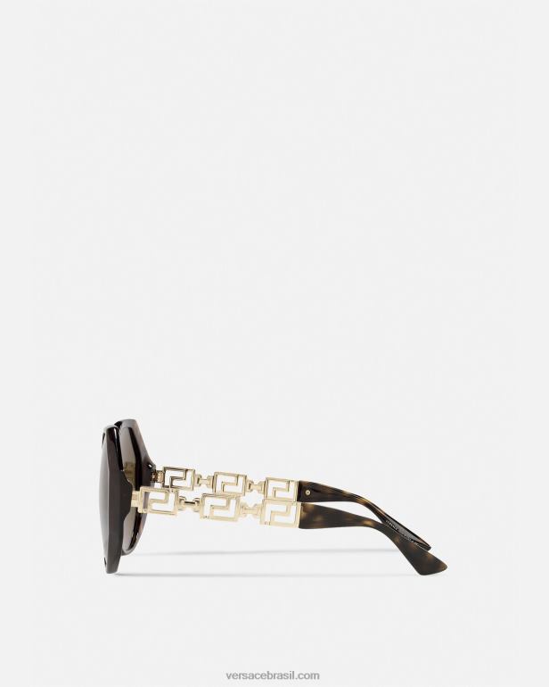 acessórios P2TX686 Versace óculos de sol greca ajuste adicional Havana mulheres