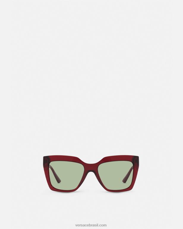 acessórios P2TX698 Versace óculos de sol la greca Borgonha mulheres