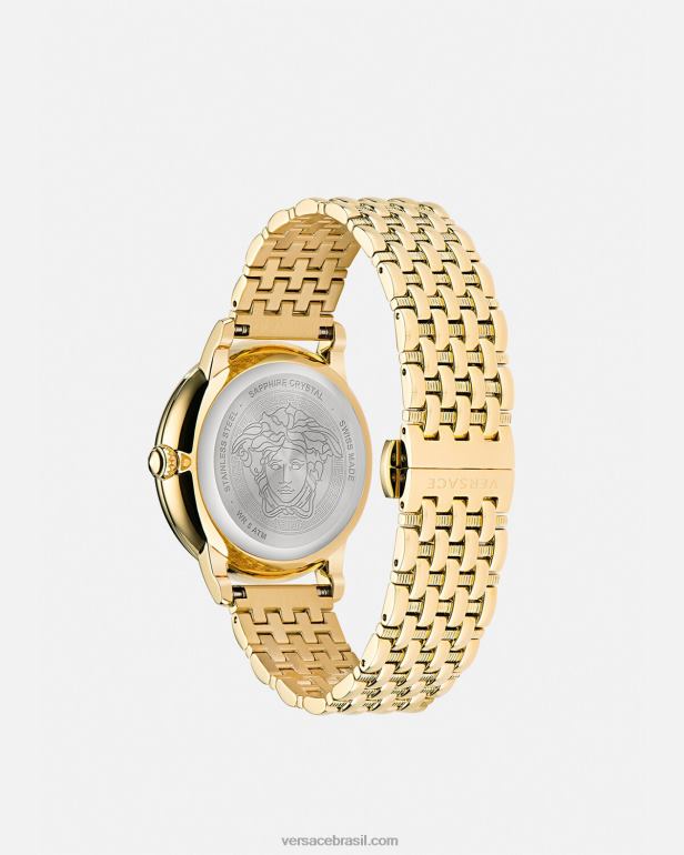 acessórios P2TX962 Versace relógio de diamante la medusa ouro Preto mulheres