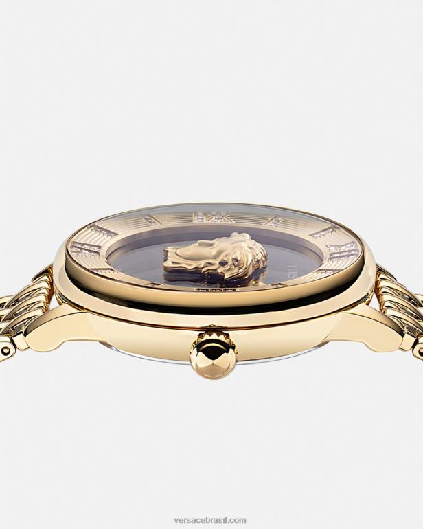 acessórios P2TX962 Versace relógio de diamante la medusa ouro Preto mulheres
