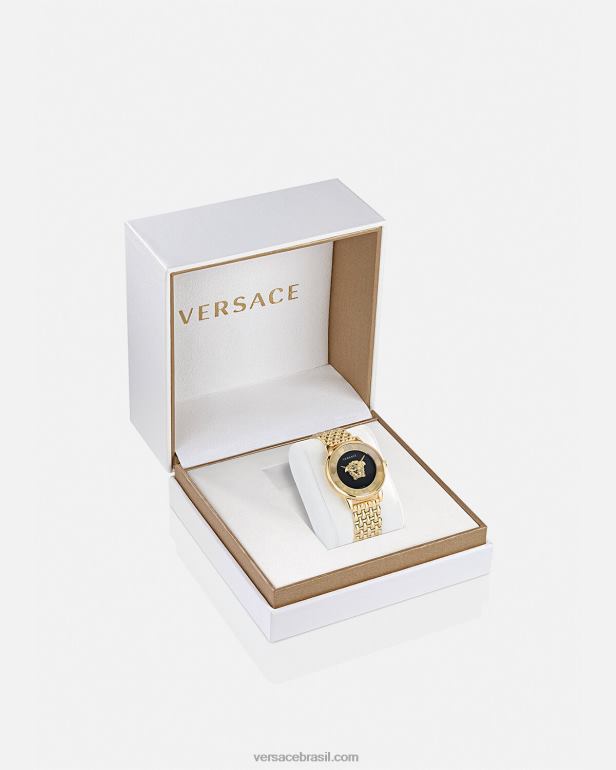 acessórios P2TX962 Versace relógio de diamante la medusa ouro Preto mulheres