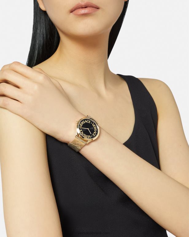 acessórios P2TX970 Versace relógio halo com logotipo ouro mulheres