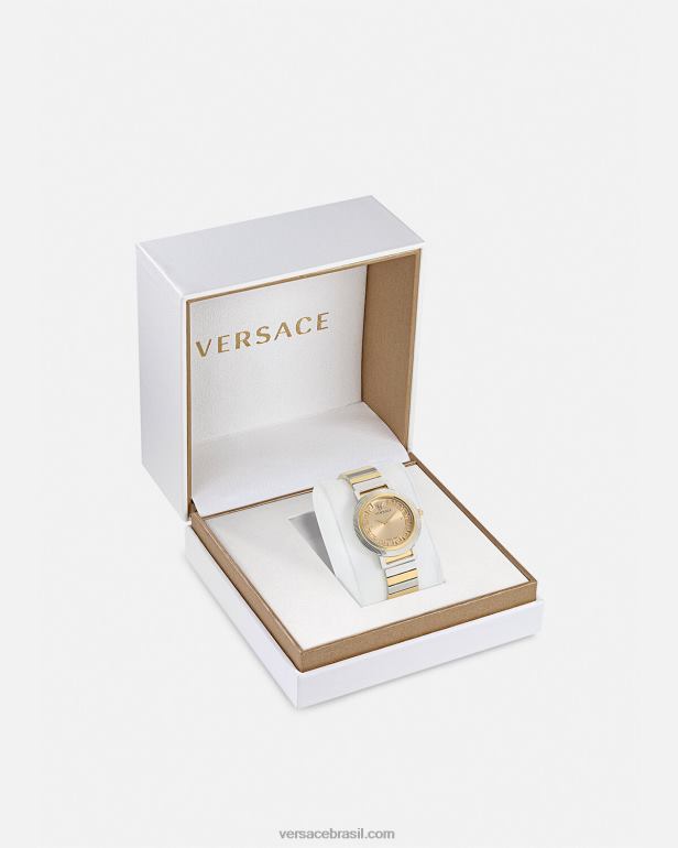 acessórios P2TX971 Versace relógio grego chique ouro e prata mulheres