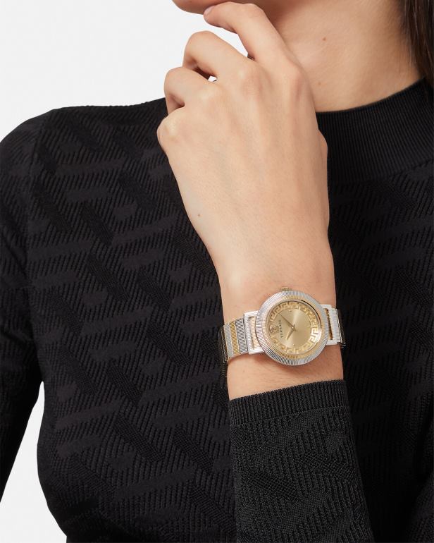 acessórios P2TX971 Versace relógio grego chique ouro e prata mulheres