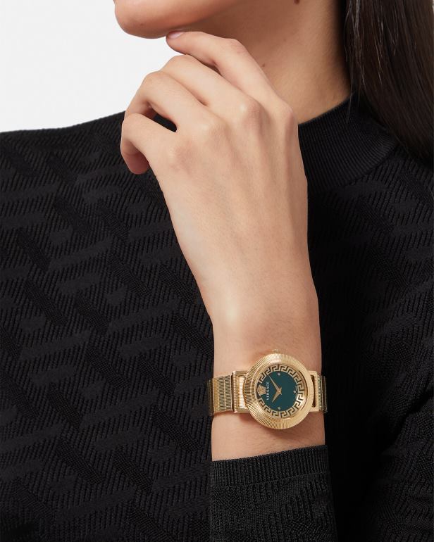 acessórios P2TX972 Versace relógio grego chique ouro mulheres