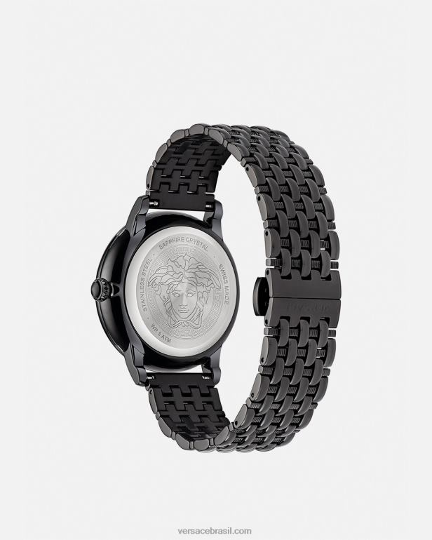 acessórios P2TX973 Versace relógio de diamante la medusa preto mulheres