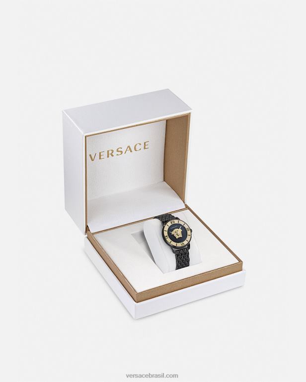 acessórios P2TX973 Versace relógio de diamante la medusa preto mulheres
