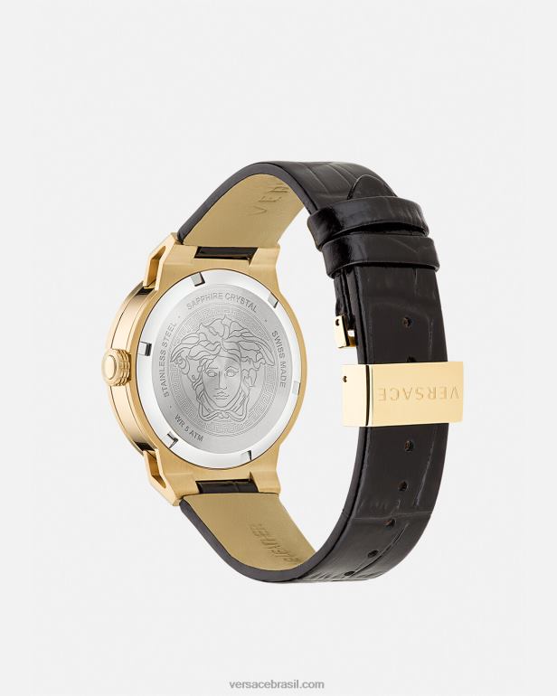 acessórios P2TX995 Versace relógio infinito medusa ouro Preto mulheres