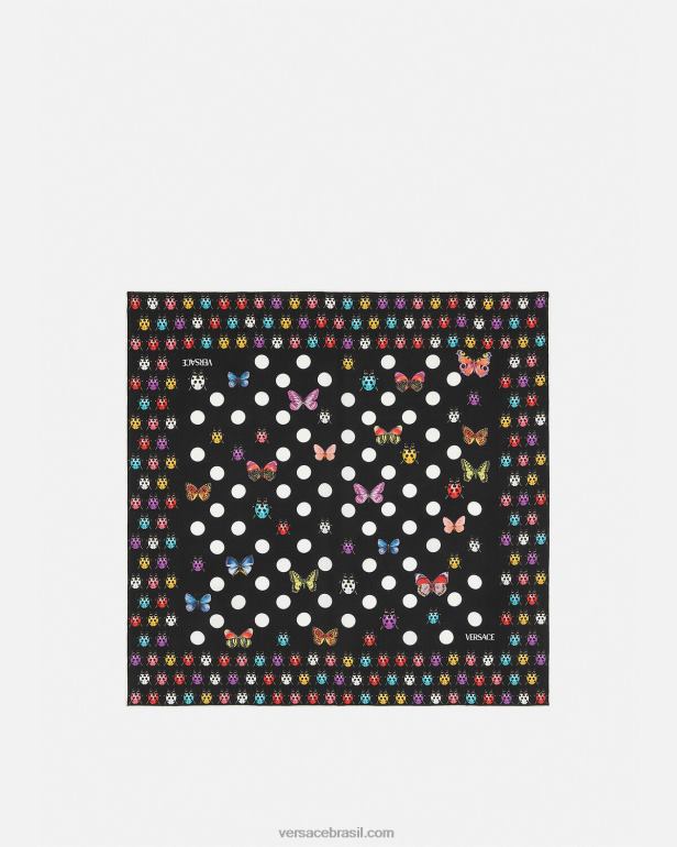 acessórios P2TX862 Versace foulard de seda borboletas imprimir mulheres