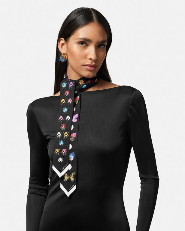 acessórios P2TX863 Versace gravata de lenço de seda com borboletas imprimir mulheres