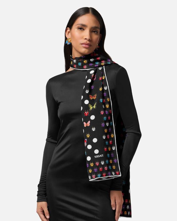 acessórios P2TX864 Versace xale de seda borboletas imprimir mulheres