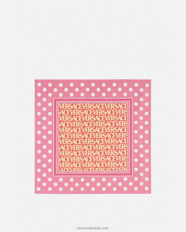 acessórios P2TX885 Versace lenço de seda completo rosa e branco mulheres
