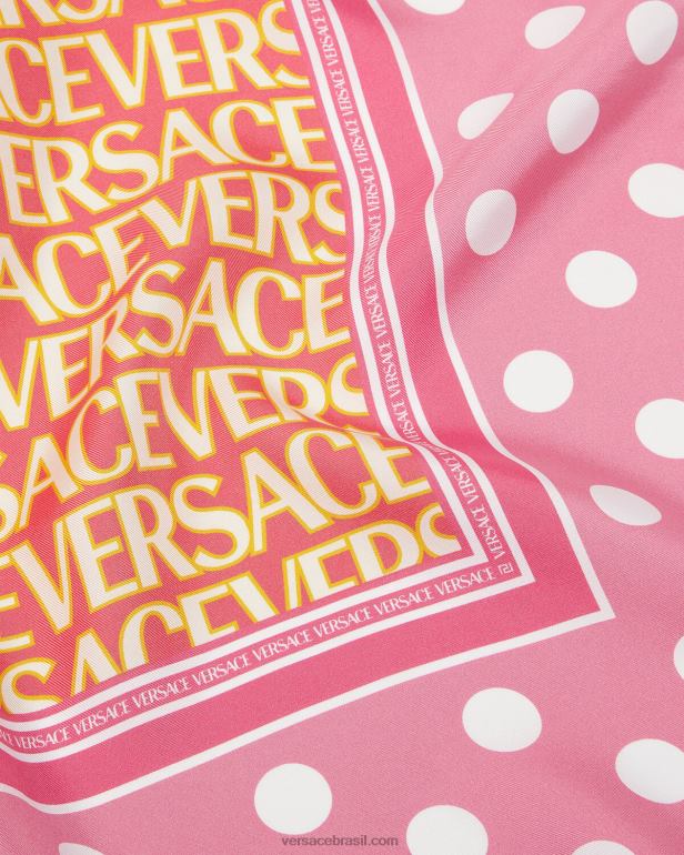 acessórios P2TX885 Versace lenço de seda completo rosa e branco mulheres