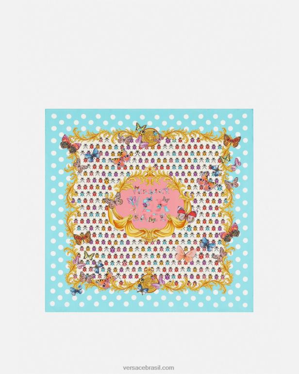 acessórios P2TX889 Versace foulard de seda grande com borboletas imprimir mulheres