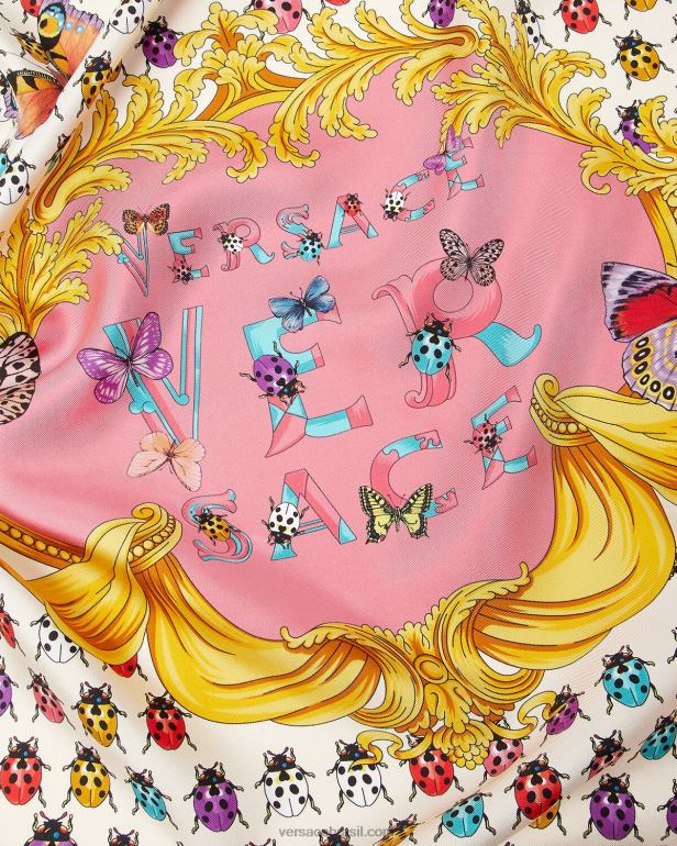 acessórios P2TX889 Versace foulard de seda grande com borboletas imprimir mulheres