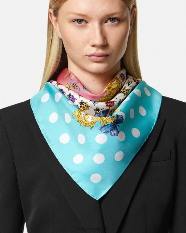 acessórios P2TX889 Versace foulard de seda grande com borboletas imprimir mulheres