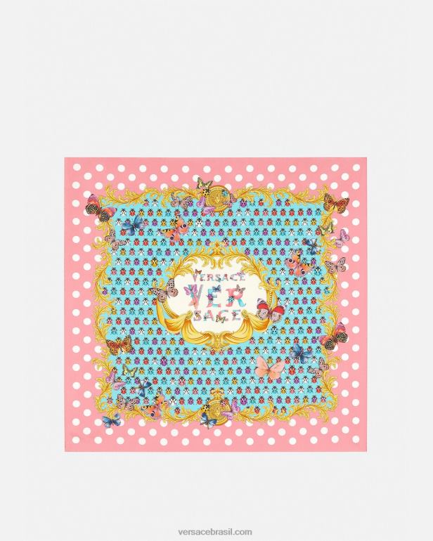 acessórios P2TX890 Versace foulard de seda grande com borboletas imprimir mulheres