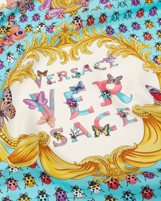 acessórios P2TX890 Versace foulard de seda grande com borboletas imprimir mulheres